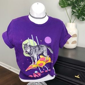 Radical Pizza Wolf T-shirt Unisex Small Purple Tee